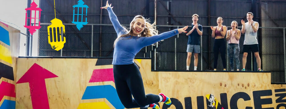 woman jumping on trampoline at BOUNCE